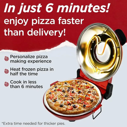 1200W Electric Pizza Oven  Ceramic Stone Baking, Viewing Window, Timer & Adjustable Temperature Control