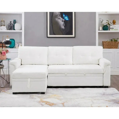 Reversible L-Shaped Sectional Sofa with Hidden Chaise Storage and Pull-Out Sleeper Function