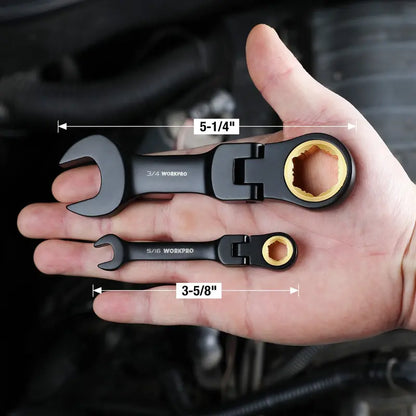 WORKPRO 8-Piece Flex-Head Stubby Wrench Set — Anti-Slip Design with Compact Rolling Pouch