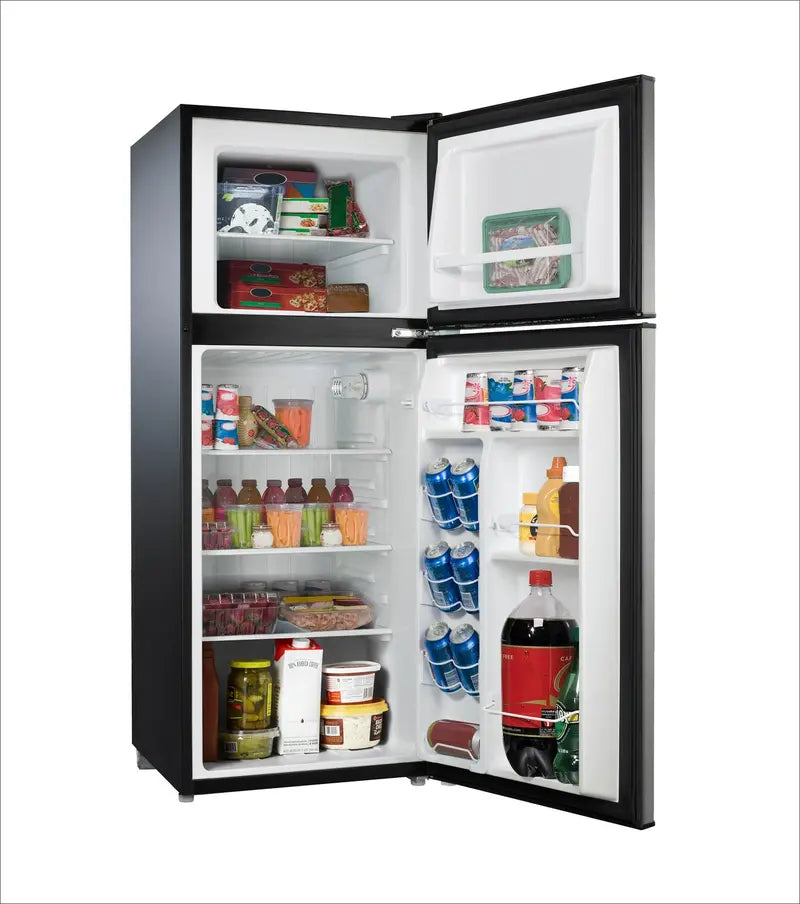 Galanz 4.6 Cu. Ft. Stainless Steel Two-Door Mini Fridge with Freezer Compartment