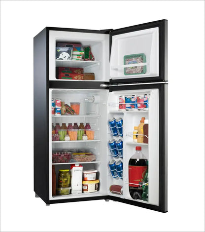 Galanz 4.6 Cu. Ft. Stainless Steel Two-Door Mini Fridge with Freezer Compartment