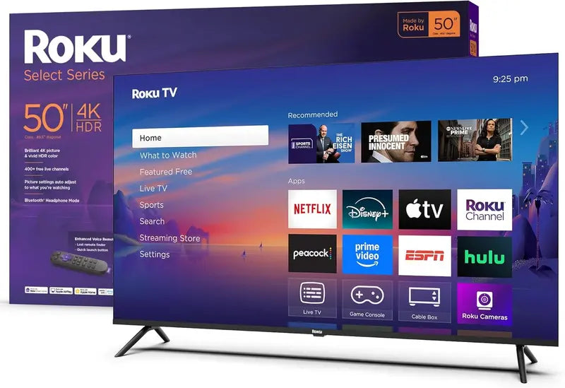 Roku 50″ Select Series 4K Smart TV  HDR Compatible with Voice Remote