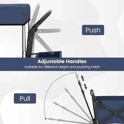 Collapsible Canopy Wagon with Height-Adjustable Handles and Removable Storage Bag