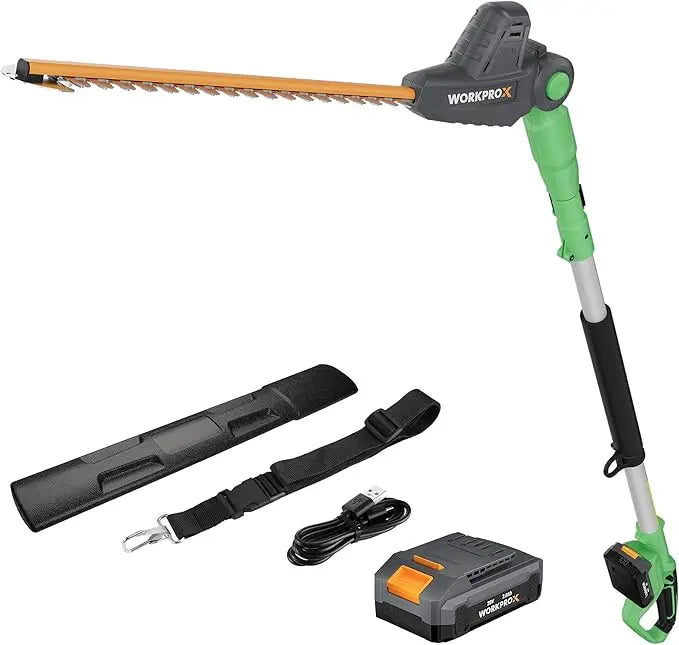 WORKPROX 20V Extendable Pole Hedge Trimmer  9.2-Foot Reach with 11-Position Rotating Head