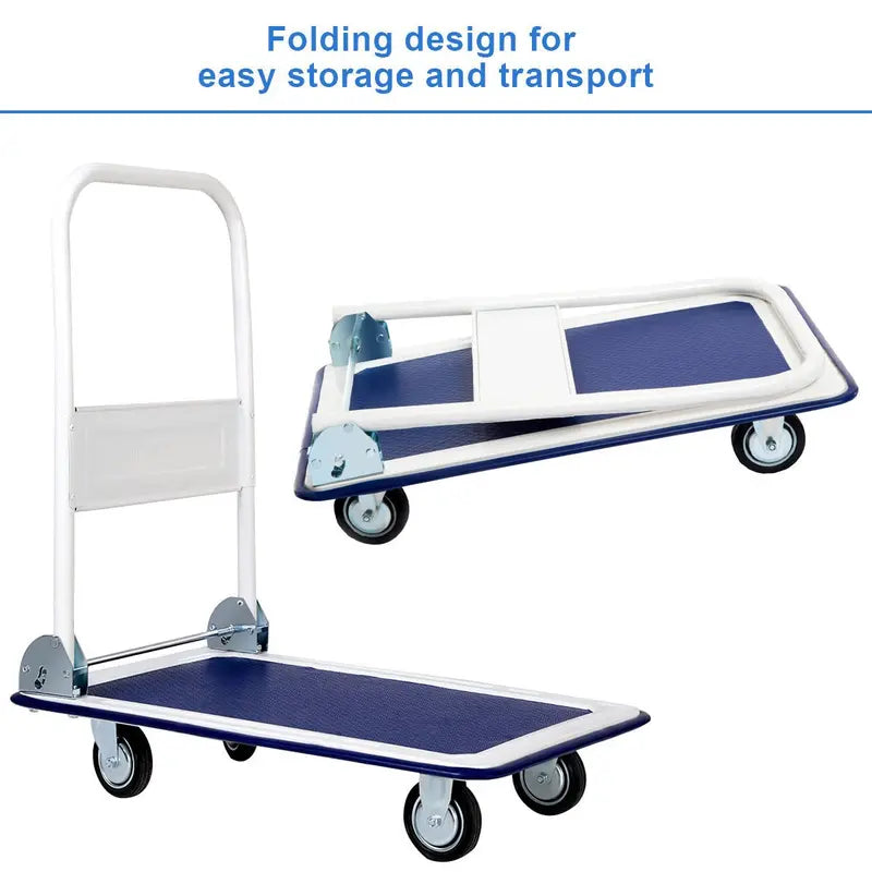Heavy-Duty Folding Platform Cart  330-LB Capacity Rolling Flatbed Utility Carrier
