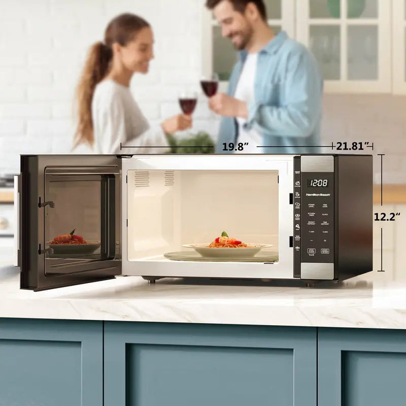 Hamilton Beach 1.6 Cu Ft Full-Size Microwave  1100W, Sensor Cook, LED Display, Stainless Steel Finish