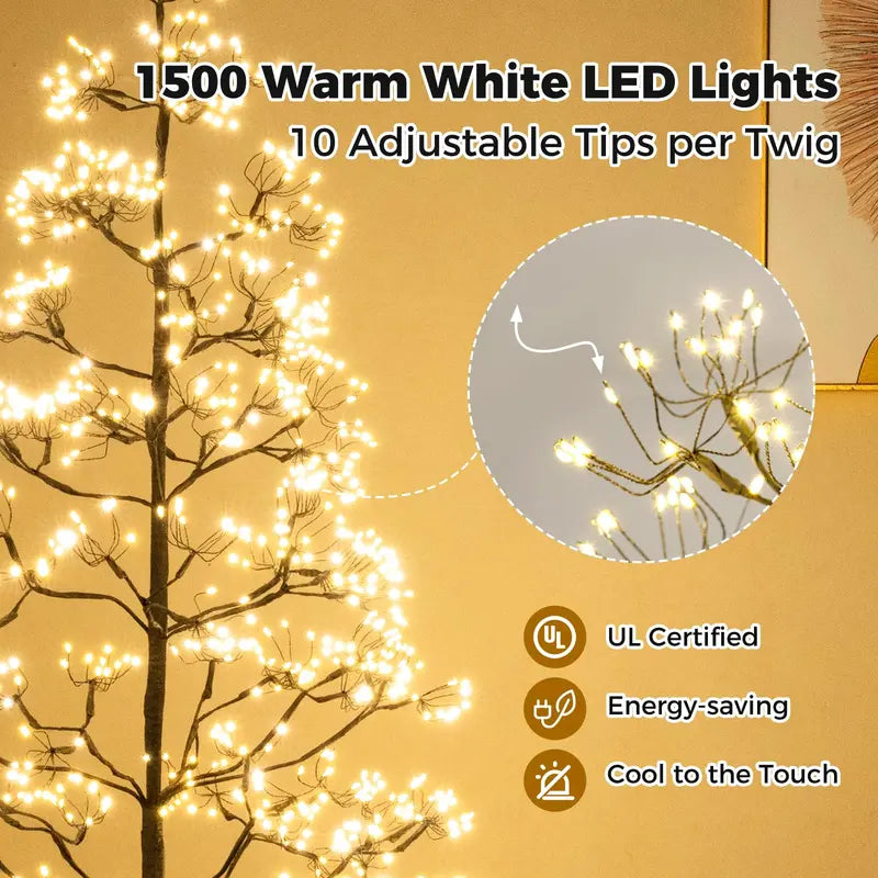 5/6/7-Foot Pre-Lit LED Alpine Tree with 1000 Warm White Lights and Stable Weighted Base