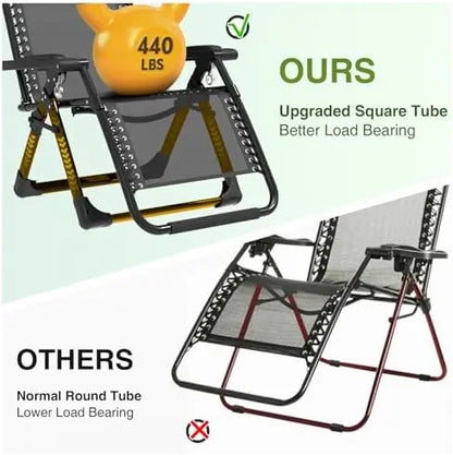 Suteck Zero Gravity Relaxing Chair  Black | Upgraded Lock | Removable Cushion | Cup Holder | Reclining | Folding