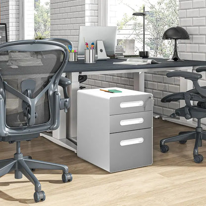 Mobile 3-Drawer Filing Cabinet  Locking Legal/A4 File Organizer with Casters for Home Office