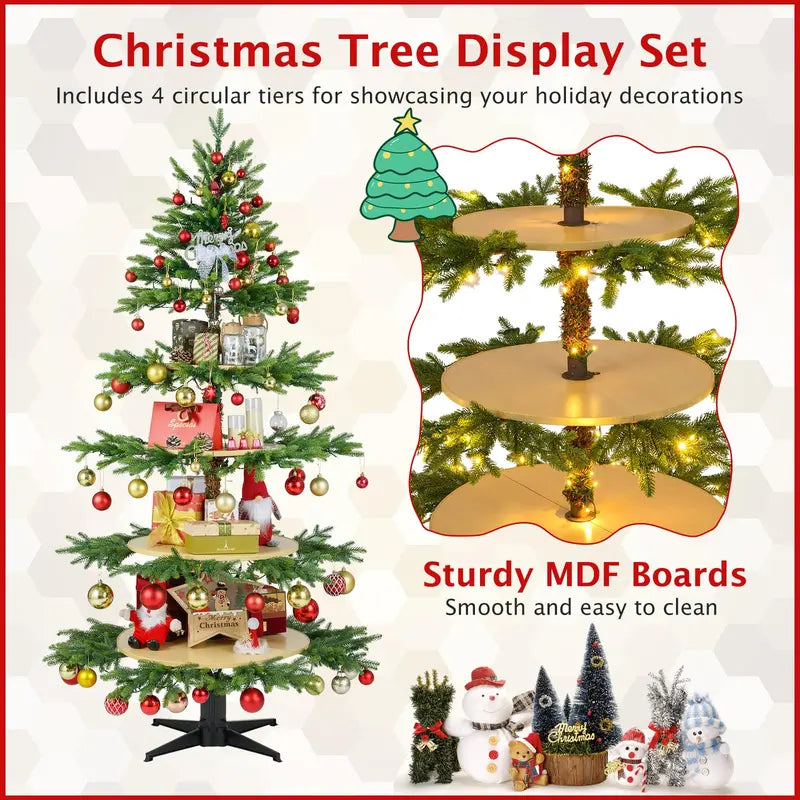 6.4-Foot Pre-Lit Artificial Christmas Tree with 360° Rotating Base