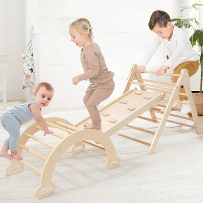 5-in-1 Pikler Triangle Climbing Set for Toddlers  Indoor Wooden Jungle Gym Play System