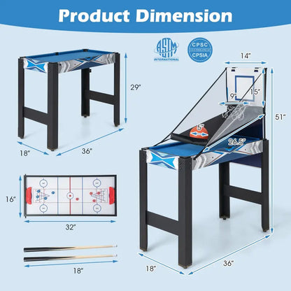 6-in-1 Multi-Sport Game Table  Combines Basketball, Billiards, Ping Pong, Hockey, Shuffleboard & Bowling