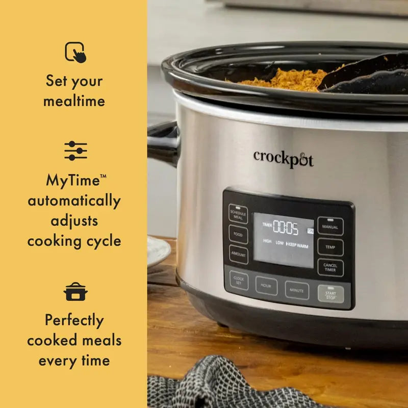 7-Quart Stainless Steel Slow Cooker  Programmable Timer, Locking Lid & Portable Design