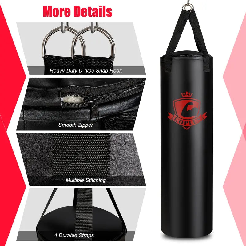 Premium Adult Punching Bag Kit  63 lb Filled Hanging Bag with Boxing Gloves & Hand Wraps