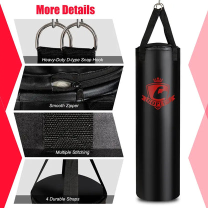 Premium Adult Punching Bag Kit  63 lb Filled Hanging Bag with Boxing Gloves & Hand Wraps