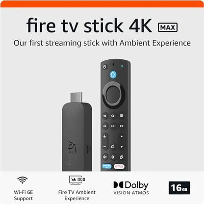 Amazon Fire TV Stick 4K Max  Wi-Fi 6E, Free & Live TV Streaming Without Cable