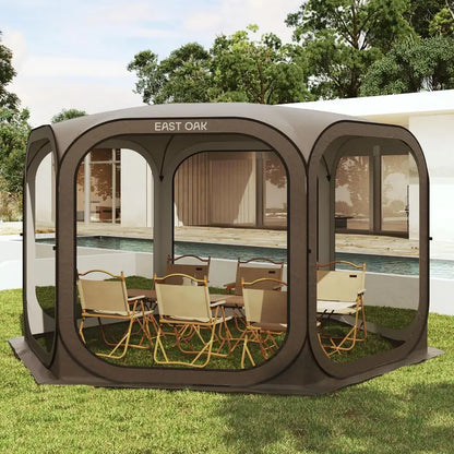 EAST OAK 10×10 FT Instant Screen House  Pop-Up Portable Bug-Free Canopy with Easy Setup