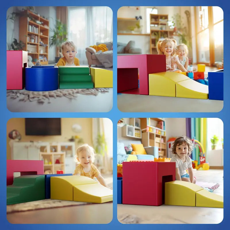 JMPU PU Leather Toddler Climbing Toys  Foam Blocks for Ages 1-3, Soft Indoor Playset, Waterproof & Safe