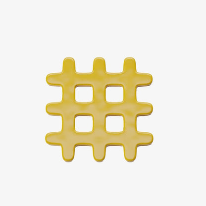Sous-plat d coratif en c ramique, grid jaune Beaubourg