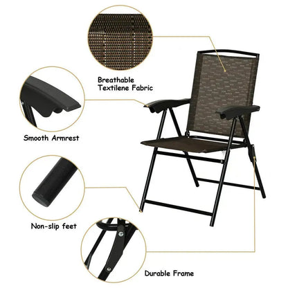 Set of 2 Foldable Sling Chairs for Indoor, Patio, Garden, or Poolside Use