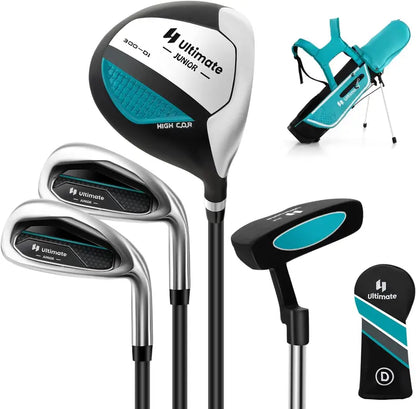 Junior Right-Handed Golf Club Set for Kids Including Stand Bag & Weatherproof Rain Hood