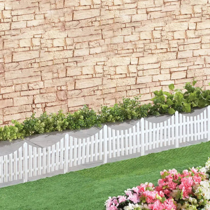 Collections Etc Flexible White Picket Fence Border for Garden, Landscape Edging, Pathways  4 Piece Set, White