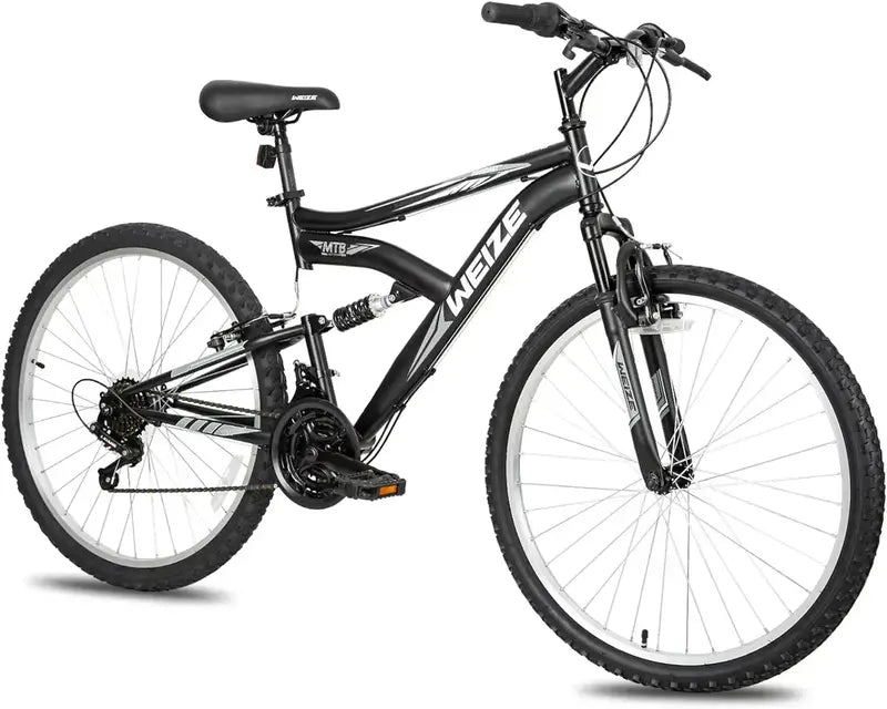 WEIZE 26″ / 27.5″ Hybrid Mountain Bike — 18-Speed Full-Suspension Outdoor Bike with High-Carbon Steel Frame