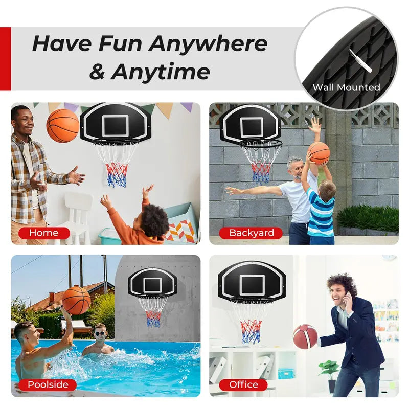 Heavy-Duty Wall-Mounted Basketball Hoop with Shatterproof 28.5″ x 18″ Backboard and 17″ Steel Rim