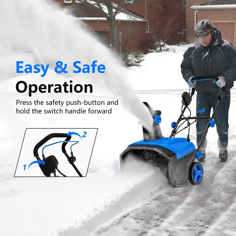 120V Electric Snow Thrower with 180° Rotating Chute and Foldable Handle
