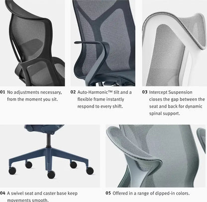 Cosm Mid-Back Ergonomic Office Chair  Adaptive Support & Breathable Fabric