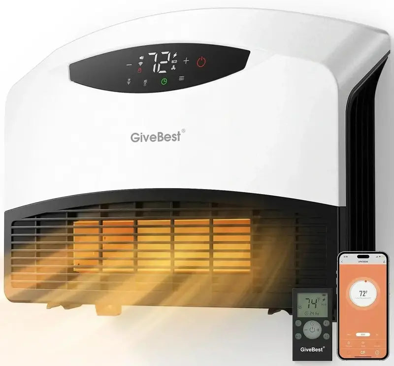 Dual-Mode 1500W Electric Heater: WiFi & Remote-Controlled Wall-Mount or Floor-Standing Design