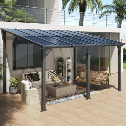 10′ x 14′ Outdoor Gazebo — Sloped Roof Pergola Style with Wall-Mounted Options for Patio or Deck