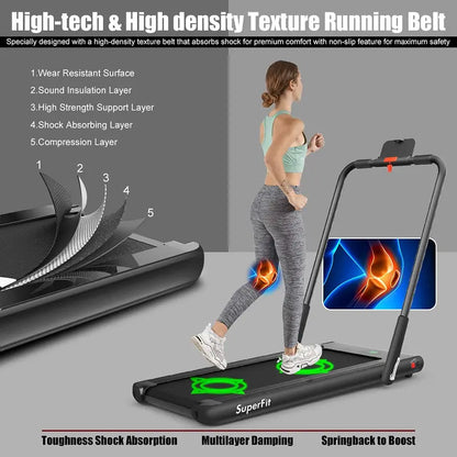 Compact Folding Under-Desk Treadmill  2.25 HP Dual-Mode Superfit Walking Machine