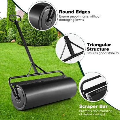 Dual-Use Lawn Roller  Push or Tow-Behind Sod Compactor with 17-Gallon Fill Capacity