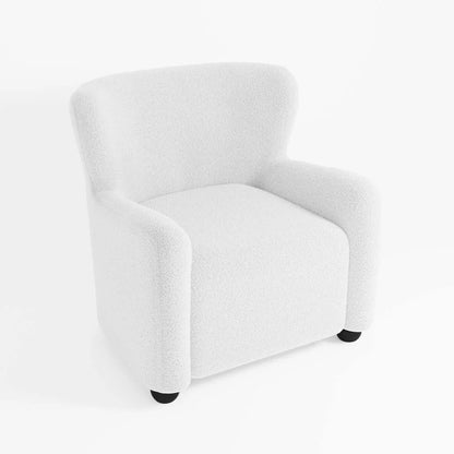 Fauteuil blanc effet laine boucl e