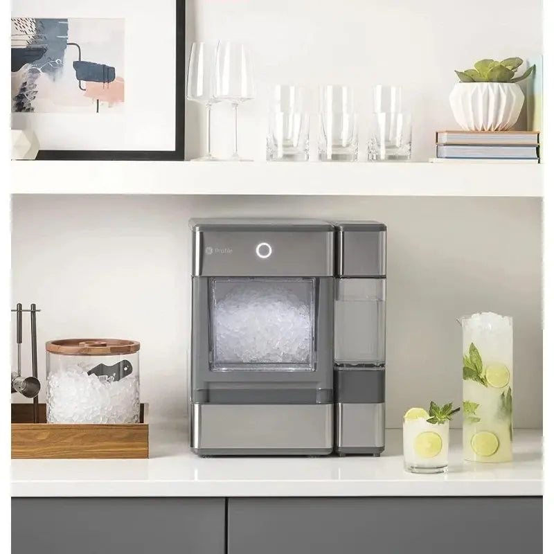 GE Profile Opal Nugget Ice Maker  Stainless Steel Countertop Model with Bluetooth, Portable Design & Rapid Ice Production