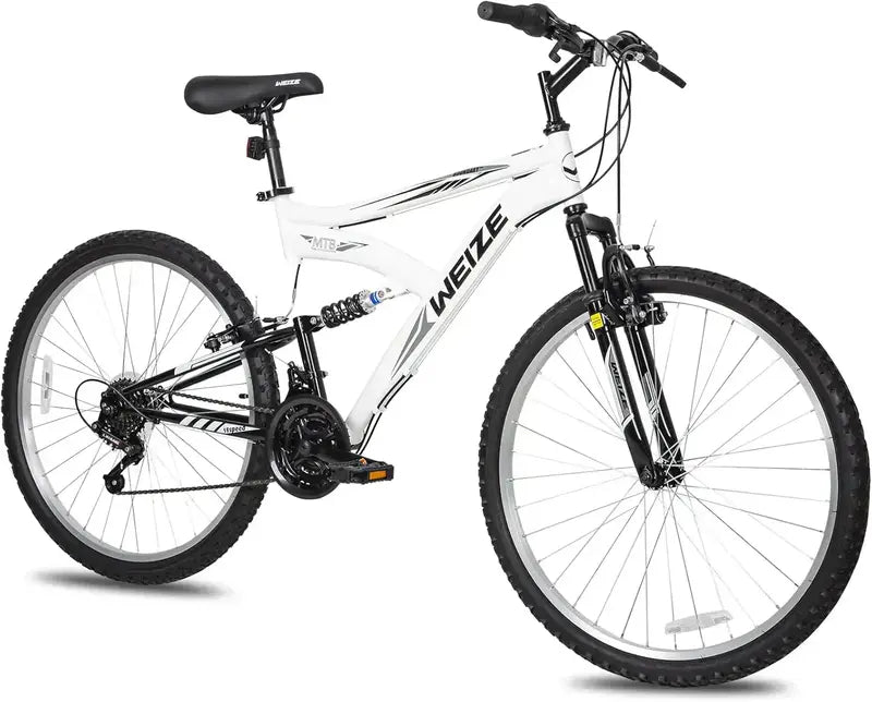 WEIZE 26″ / 27.5″ Hybrid Mountain Bike — 18-Speed Full-Suspension Outdoor Bike with High-Carbon Steel Frame