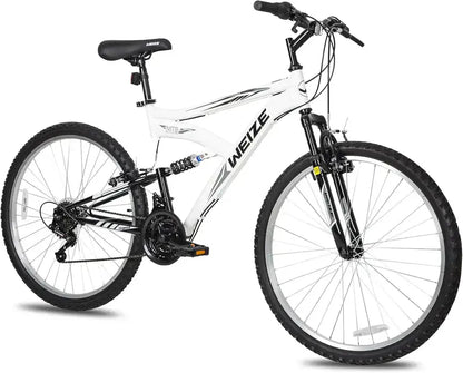 WEIZE 26″ / 27.5″ Hybrid Mountain Bike — 18-Speed Full-Suspension Outdoor Bike with High-Carbon Steel Frame