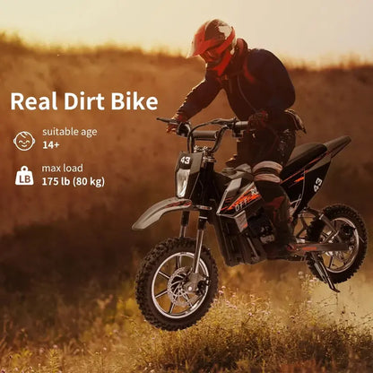 Kids’ 36V Electric Dirt Bike  350W Brushless Motor, 15.5 MPH Max Speed, LED Headlight & Dual Brakes for Ages 816