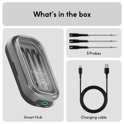 Chef iQ Sense Smart Wireless Meat Thermometer, 3 Probes, Unlimited Range, High Heat Safe, Waterproof