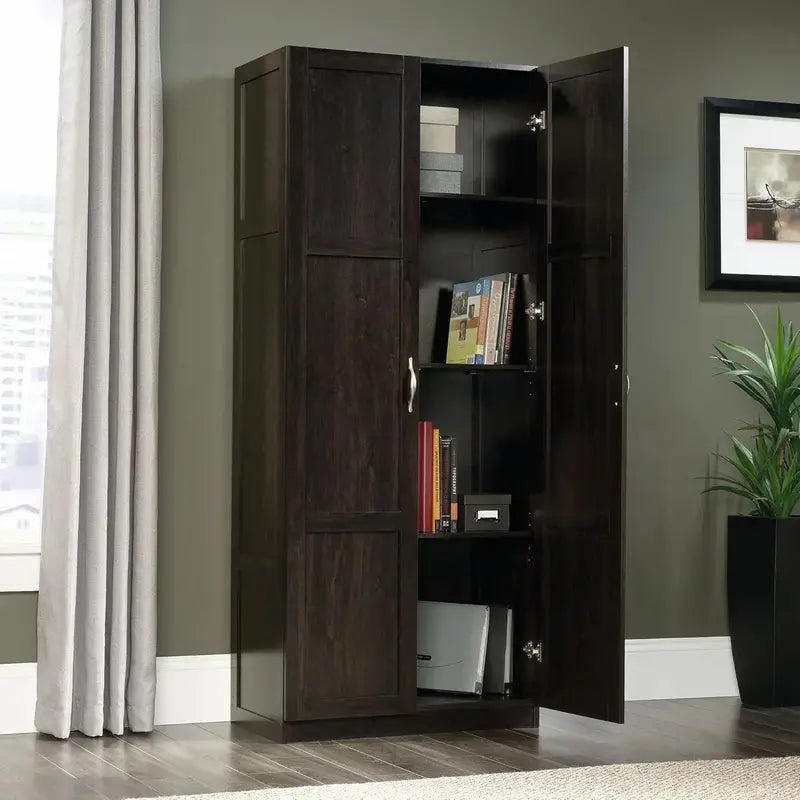 White Freestanding Pantry Cabinet with Adjustable Shelves