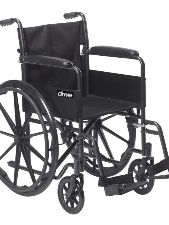 Drive Medical Silver Sport 1 Lightweight Wheelchair  Full Arms & Swing-Away Removable Footrests