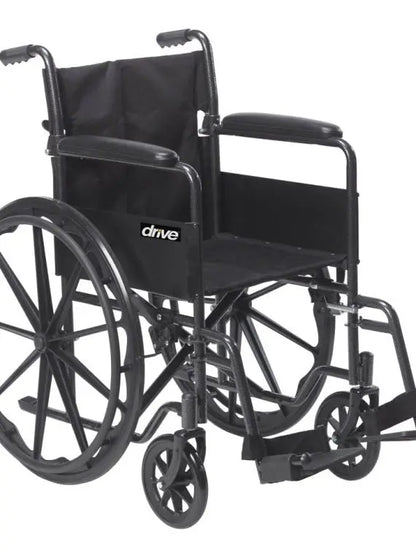Drive Medical Silver Sport 1 Lightweight Wheelchair  Full Arms & Swing-Away Removable Footrests