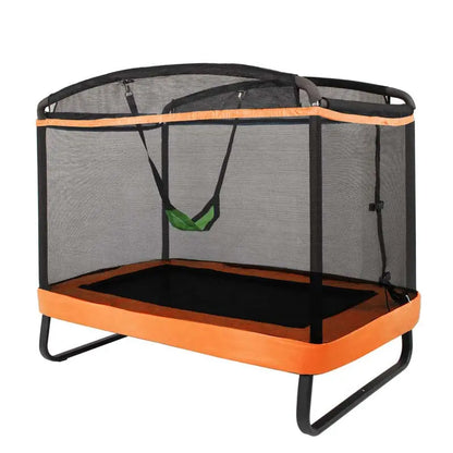 6-Foot Kids’ Trampoline with Enclosed Safety Net, Swing Set, and ASTM-Certified Rectangular Design for Ages 38