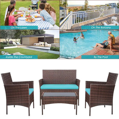 Homall 4-Piece Outdoor Patio Chair Set  Synthetic Rattan Wicker Seating with Powder-Coated Frames