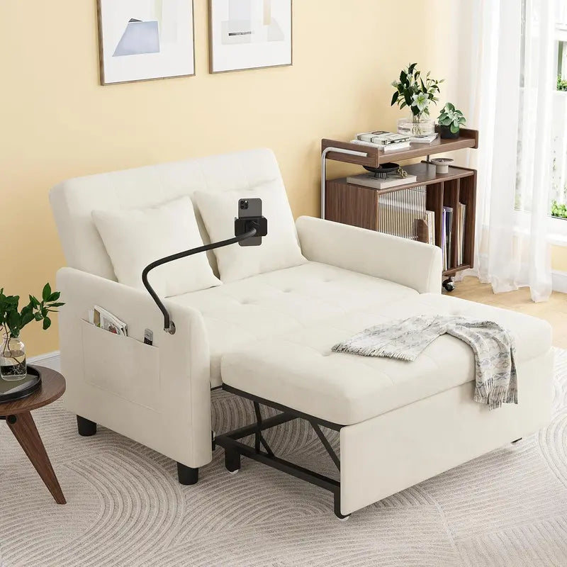 Compact 3-in-1 Loveseat Sleeper Sofa  Pull-Out Convertible Couch for Small Living Areas