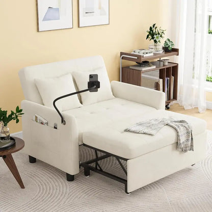 Compact 3-in-1 Loveseat Sleeper Sofa  Pull-Out Convertible Couch for Small Living Areas