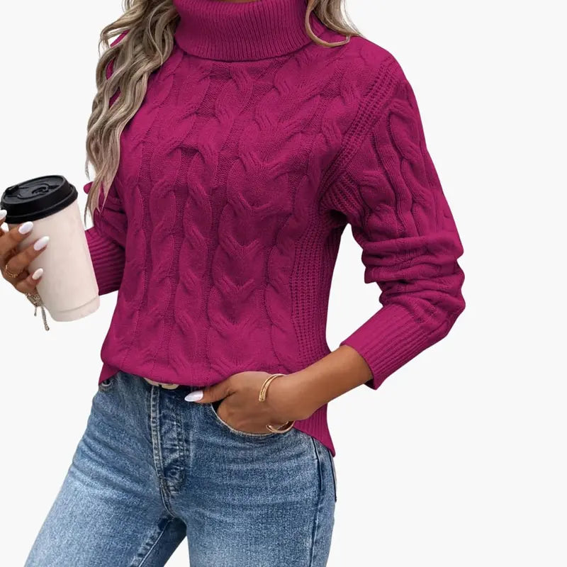 Women’s Traditional Cable-Knit Turtleneck Sweater