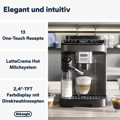 De’Longhi Magnifica Evo ECAM29281.B Fully Automatic Espresso Machine with LatteCrema System, 7 One-Touch Coffee Options, Dual-Boiler Function, Matte Black