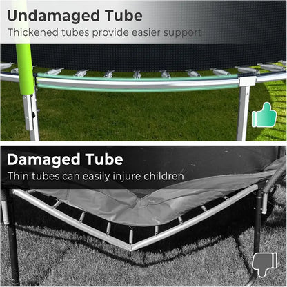 16-Foot Upgraded Trampoline with Enclosure Net and Adjustable Basketball Hoop
